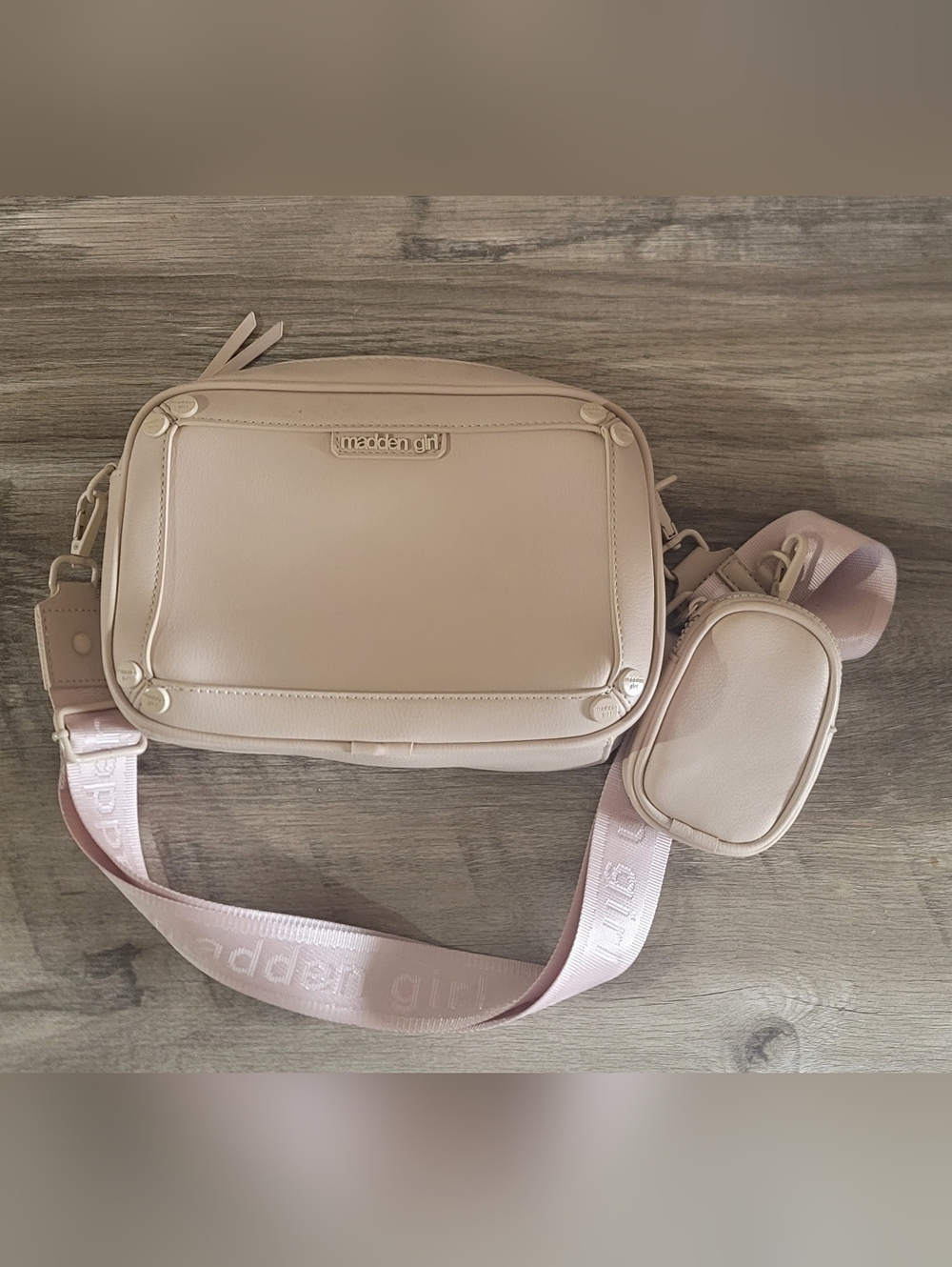 Steve Madden Blush Pink Crossbody Camera Bag with Strap